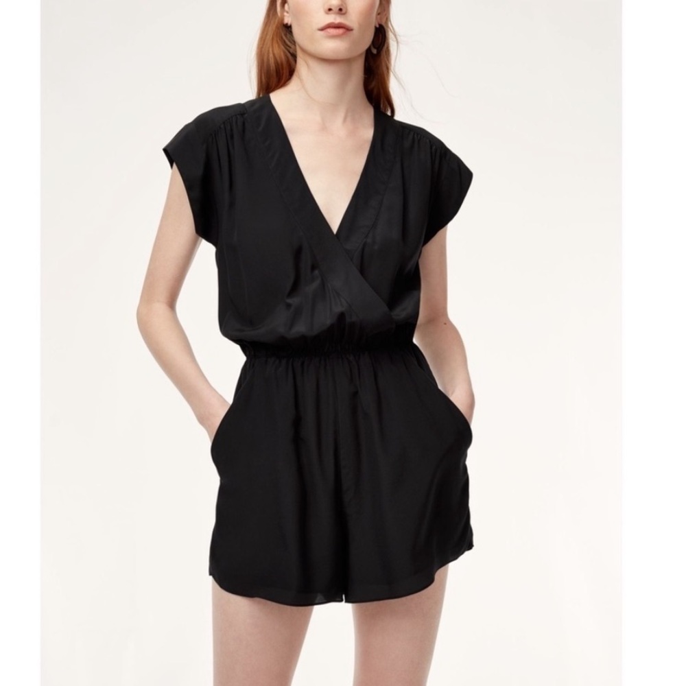 Aritzia Babaton Silk Black Romper Size Small - Picture 1 of 9